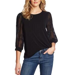 CeCe Petite Voluminous Lace Sleeve Top | Size PXXS